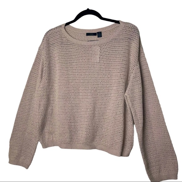 NWT RDI Crochet Mauve Pink Open Stitch Pullover Long Sleeve Size L - Picture 2 of 8